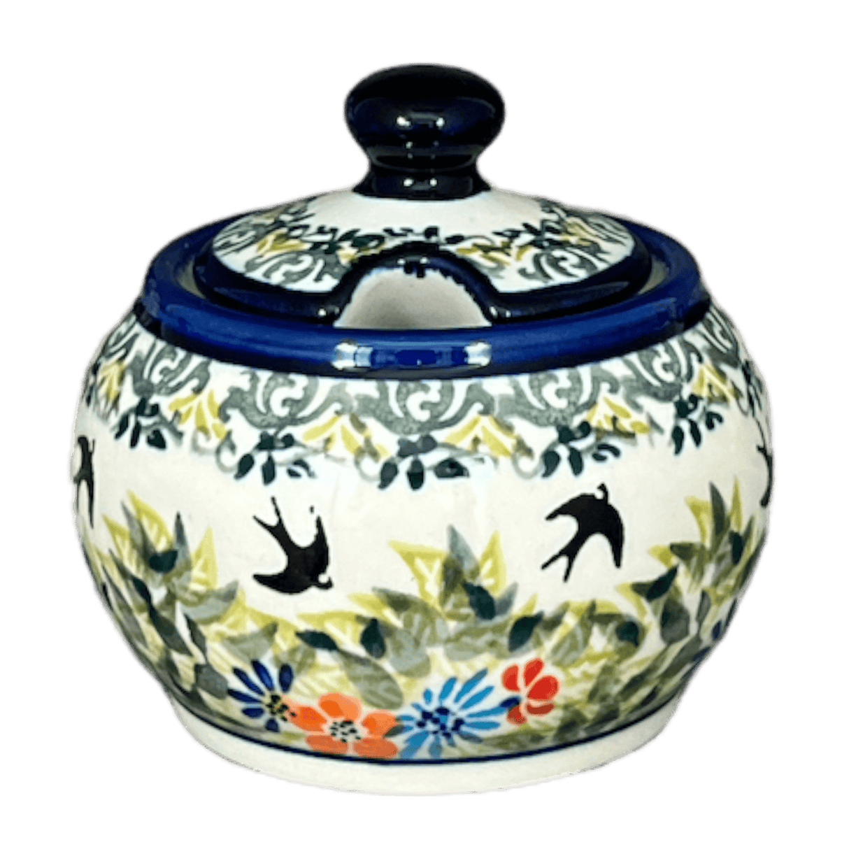 Bowl, Round, Bubble, Sugar Bowl, Small, 3.5" in "Floral Swallows" by Zaklady | Y729-DU182