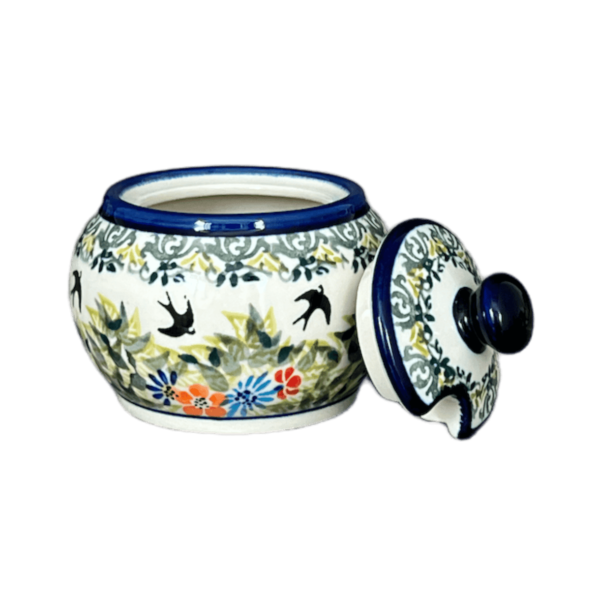 Bowl, Round, Bubble, Sugar Bowl, Small, 3.5" in "Floral Swallows" by Zaklady | Y729-DU182