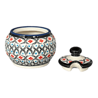 A picture of a Polish Pottery Small Bubble Sugar Bowl (Beaded Turquoise) | Y729-DU203 as shown at PolishPotteryOutlet.com/products/small-bubble-sugar-bowl-beaded-turquoise-y729-du203