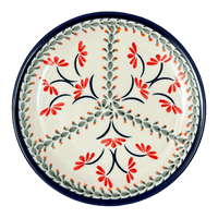 A picture of a Polish Pottery Plate, Round, Dessert, 7.75" in "Scarlet Stitch" by Zaklady | Y814-A1158A as shown at PolishPotteryOutlet.com/products/zaklady-dessert-plate-scarlet-stitch-y814-a1158a