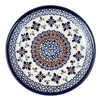 A picture of a Polish Pottery Zaklady 7.75" Dessert Plate (Blue Mosaic Flower) | Y814-A221A as shown at PolishPotteryOutlet.com/products/zaklady-dessert-plate-blue-mosaic-flower-y814-a221a