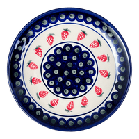 A picture of a Polish Pottery Zaklady 7.75" Dessert Plate (Strawberry Dot) | Y814-A310A as shown at PolishPotteryOutlet.com/products/zaklady-dessert-plate-strawberry-dot-y814-a310a