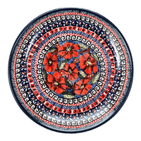 A picture of a Polish Pottery Zaklady 7.75" Dessert Plate (Exotic Reds) | Y814-ART150 as shown at PolishPotteryOutlet.com/products/zaklady-dessert-plate-exotic-reds-y814-art150