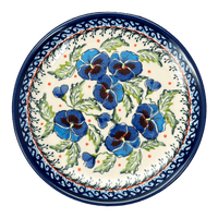 A picture of a Polish Pottery Zaklady 7.75" Dessert Plate (Pansies in Bloom) | Y814-ART277 as shown at PolishPotteryOutlet.com/products/zaklady-dessert-plate-pansies-in-bloom-y814-art277