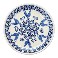 A picture of a Polish Pottery Zaklady 7.75" Dessert Plate (Rooster Blues) | Y814-D1149 as shown at PolishPotteryOutlet.com/products/7-75-round-dessert-plate-rooster-blues-y814-d1149
