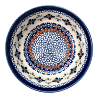 A picture of a Polish Pottery 6" Magnolia Bowl (Blue Mosaic Flower) | Y833A-A221A as shown at PolishPotteryOutlet.com/products/6-25-magnolia-bowl-blue-mosaic-flower-y833a-a221a