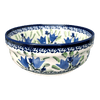 Polish Pottery Zaklady 6" Magnolia Bowl (Blue Tulips) | Y833A-ART160 at PolishPotteryOutlet.com