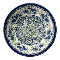 A picture of a Polish Pottery Zaklady 6" Magnolia Bowl (Blue Tulips) | Y833A-ART160 as shown at PolishPotteryOutlet.com/products/6-25-magnolia-bowl-blue-tulips-y833a-art160