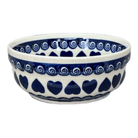 A picture of a Polish Pottery 6" Round Magnolia Bowl (Swirling Hearts) | Y833A-D467 as shown at PolishPotteryOutlet.com/products/6-25-round-magnolia-bowl-swirling-hearts-y833a-d467
