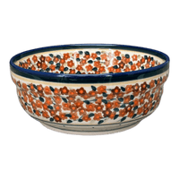 A picture of a Polish Pottery Bowl, Round, Magnolia, 6" in "Orange Wreath" by Zaklady | Y833A-DU52 as shown at PolishPotteryOutlet.com/products/6-25-round-magnolia-bowl-du52-y833a-du52