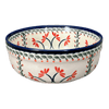 Polish Pottery Zaklady 7.25" Magnolia Bowl (Scarlet Stitch) | Y834A-A1158A at PolishPotteryOutlet.com