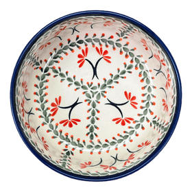 Polish Pottery Zaklady 7.25" Magnolia Bowl (Scarlet Stitch) | Y834A-A1158A Additional Image at PolishPotteryOutlet.com