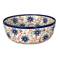 A picture of a Polish Pottery 7.25" Magnolia Bowl (Swirling Flowers) | Y834A-A1197A as shown at PolishPotteryOutlet.com/products/7-25-magnolia-bowl-swirling-flowers-y834a-a1197a