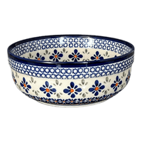 A picture of a Polish Pottery 7.25" Magnolia Bowl (Blue Mosaic Flower) | Y834A-A221A as shown at PolishPotteryOutlet.com/products/7-25-magnolia-bowl-blue-mosaic-flower-y834a-a221a