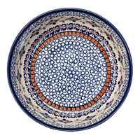 A picture of a Polish Pottery 7.25" Magnolia Bowl (Blue Mosaic Flower) | Y834A-A221A as shown at PolishPotteryOutlet.com/products/7-25-magnolia-bowl-blue-mosaic-flower-y834a-a221a