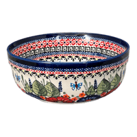 A picture of a Polish Pottery 7.25" Magnolia Bowl (Butterfly Bouquet) | Y834A-ART149 as shown at PolishPotteryOutlet.com/products/7-25-magnolia-bowl-butterfly-bouquet-y834a-art149