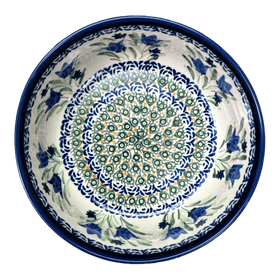 Polish Pottery Zaklady 7.25" Magnolia Bowl (Blue Tulips) | Y834A-ART160 Additional Image at PolishPotteryOutlet.com