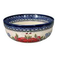 A picture of a Polish Pottery 7.25" Magnolia Bowl (Floral Crescent) | Y834A-ART237 as shown at PolishPotteryOutlet.com/products/7-25-magnolia-bowl-floral-crescent-y834a-art237