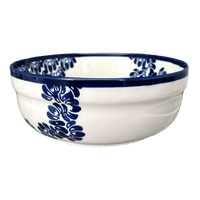 A picture of a Polish Pottery 7.25" Magnolia Bowl (Blue Floral Vines) | Y834A-D1210A as shown at PolishPotteryOutlet.com/products/7-25-magnolia-bowl-blue-floral-vines-y834a-d1210a