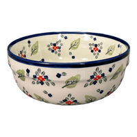 A picture of a Polish Pottery Zaklady 8" Magnolia Bowl (Mountain Flower) | Y835A-A1109A as shown at PolishPotteryOutlet.com/products/8-magnolia-bowl-mistletoe-y835a-a1109a