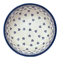 A picture of a Polish Pottery Zaklady 8" Magnolia Bowl (Falling Blue Daisies) | Y835A-A882A as shown at PolishPotteryOutlet.com/products/8-round-magnolia-bowl-falling-blue-daisies-y835a-a882a