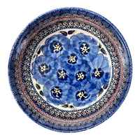 A picture of a Polish Pottery Zaklady 8" Magnolia Bowl (Bloomin' Sky) | Y835A-ART148 as shown at PolishPotteryOutlet.com/products/8-magnolia-bowl-blue-bouquet-in-mosaic-y835a-art148