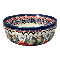 A picture of a Polish Pottery Zaklady 8" Magnolia Bowl (Butterfly Bouquet) | Y835A-ART149 as shown at PolishPotteryOutlet.com/products/8-magnolia-bowl-butterfly-bouquet-y835a-art149