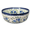Polish Pottery Zaklady 8" Magnolia Bowl (Blue Tulips) | Y835A-ART160 at PolishPotteryOutlet.com