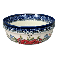 A picture of a Polish Pottery Zaklady 8" Magnolia Bowl (Floral Crescent) | Y835A-ART237 as shown at PolishPotteryOutlet.com/products/8-magnolia-bowl-floral-crescent-y835a-art237