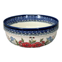 A picture of a Polish Pottery Bowl, Round, Magnolia, 8" in "Floral Crescent" by Zaklady | Y835A-ART237 as shown at PolishPotteryOutlet.com/products/8-magnolia-bowl-floral-crescent-y835a-art237