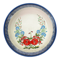 A picture of a Polish Pottery Zaklady 8" Magnolia Bowl (Floral Crescent) | Y835A-ART237 as shown at PolishPotteryOutlet.com/products/8-magnolia-bowl-floral-crescent-y835a-art237