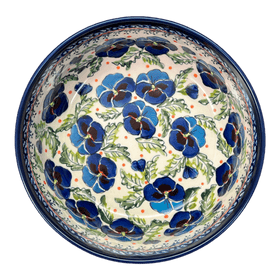 Polish Pottery Zaklady 8" Magnolia Bowl (Pansies in Bloom) | Y835A-ART277 Additional Image at PolishPotteryOutlet.com
