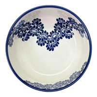 A picture of a Polish Pottery 8" Magnolia Bowl (Blue Floral Vines) | Y835A-D1210A as shown at PolishPotteryOutlet.com/products/8-magnolia-bowl-blue-floral-vines-y835a-d1210a