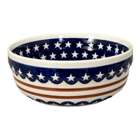 A picture of a Polish Pottery 8" Magnolia Bowl (Stars & Stripes) | Y835A-D81 as shown at PolishPotteryOutlet.com/products/8-magnolia-bowl-stars-stripes-y835a-d81