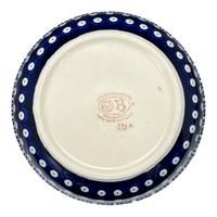 A picture of a Polish Pottery Zaklady 8" Magnolia Bowl (Grecian Dot) | Y835A-D923 as shown at PolishPotteryOutlet.com/products/8-round-magnolia-bowl-geometric-peacock-y835a-d923