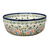Polish Pottery Zaklady 8" Magnolia Bowl (Floral Swallows) | Y835A-DU182 at PolishPotteryOutlet.com