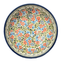A picture of a Polish Pottery Zaklady 8" Magnolia Bowl (Floral Swallows) | Y835A-DU182 as shown at PolishPotteryOutlet.com/products/8-round-magnolia-bowl-du182-y835a-du182