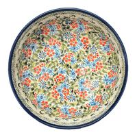 A picture of a Polish Pottery Bowl, Round, Magnolia, 8" in "Floral Swallows" by Zaklady | Y835A-DU182 as shown at PolishPotteryOutlet.com/products/8-round-magnolia-bowl-du182-y835a-du182