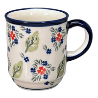 A picture of a Polish Pottery Zaklady 8 oz. Traditional Mug (Mountain Flower) | Y903-A1109A as shown at PolishPotteryOutlet.com/products/zaklady-traditional-mug-mistletoe-y903-a1109a