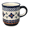 Polish Pottery Zaklady 8 oz. Traditional Mug (Blue Mosaic Flower) | Y903-A221A at PolishPotteryOutlet.com