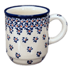 Polish Pottery Zaklady 8 oz. Traditional Mug (Falling Blue Daisies) | Y903-A882A at PolishPotteryOutlet.com