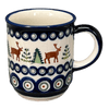 Polish Pottery Zaklady 8 oz. Traditional Mug (Evergreen Moose) | Y903-A992A at PolishPotteryOutlet.com