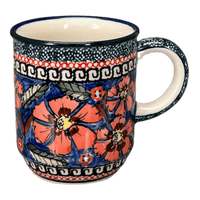 A picture of a Polish Pottery Zaklady 8 oz. Traditional Mug (Exotic Reds) | Y903-ART150 as shown at PolishPotteryOutlet.com/products/zaklady-traditional-mug-exotic-reds-y903-art150