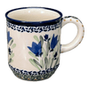 Polish Pottery Zaklady 8 oz. Traditional Mug (Blue Tulips) | Y903-ART160 at PolishPotteryOutlet.com