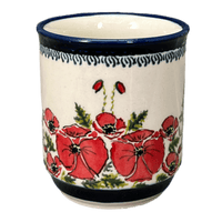 A picture of a Polish Pottery Zaklady 8 oz. Traditional Mug (Floral Crescent) | Y903-ART237 as shown at PolishPotteryOutlet.com/products/zaklady-traditional-mug-fields-of-flowers-y903-art237