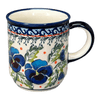 Polish Pottery Zaklady 8 oz. Traditional Mug (Pansies in Bloom) | Y903-ART277 at PolishPotteryOutlet.com