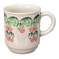 A picture of a Polish Pottery Zaklady 8 oz. Traditional Mug (Raspberry Delight) | Y903-D1170 as shown at PolishPotteryOutlet.com/products/zaklady-traditional-mug-raspberry-delight-y903-d1170