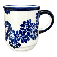 A picture of a Polish Pottery Zaklady 8 oz. Traditional Mug (Blue Floral Vines) | Y903-D1210A as shown at PolishPotteryOutlet.com/products/zaklady-traditional-mug-blue-floral-vines-y903-d1210a