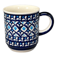 A picture of a Polish Pottery Zaklady 8 oz. Traditional Mug (Mosaic Blues) | Y903-D910 as shown at PolishPotteryOutlet.com/products/zaklady-traditional-mug-mosaic-blues-y903-d910