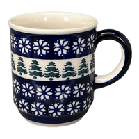 A picture of a Polish Pottery Zaklady 8 oz. Traditional Mug (Floral Pine) | Y903-D914 as shown at PolishPotteryOutlet.com/products/zaklady-traditional-mug-floral-pine-y903-d914
